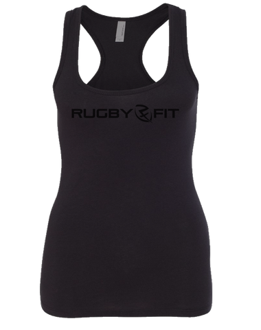 RugbyFit Ladies Racerback Tank (Black on Black)